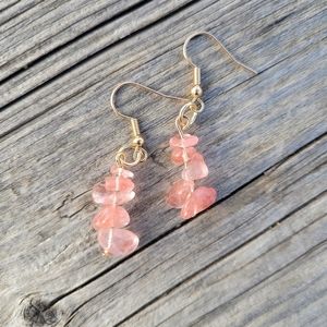 Cherry Quartz Crystal Earrings Cherry Quartz Dangle Earrings Crystal Jewelry
